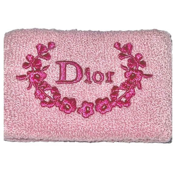 VTG Christian Dior Pink Logo Terry Cloth Sweat Band Sport Wristband Bracelet - Picture 7 of 13